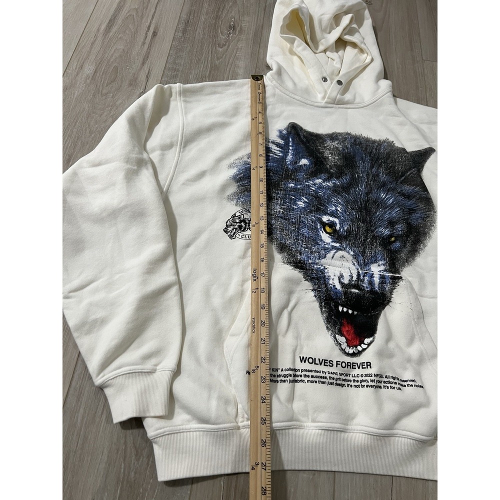 Darc Sport Wolf Club We Are Not The Same Vintage Pierce Hoodie Cream Sz L. - Picture 6 of 8